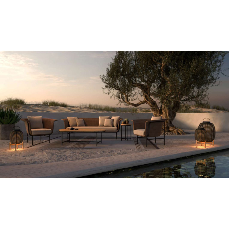 Lampe d'extérieur design petite Tika socle teck Vincent Sheppard