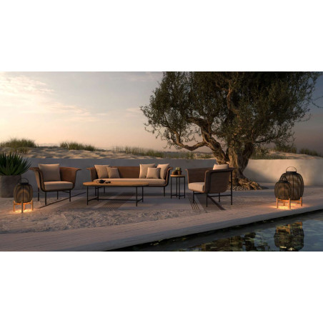 Lampe d'extérieur design petite Tika socle teck Vincent Sheppard