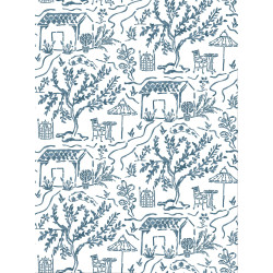 Papier peint toile de jouy La Quintinie Nina Campbell