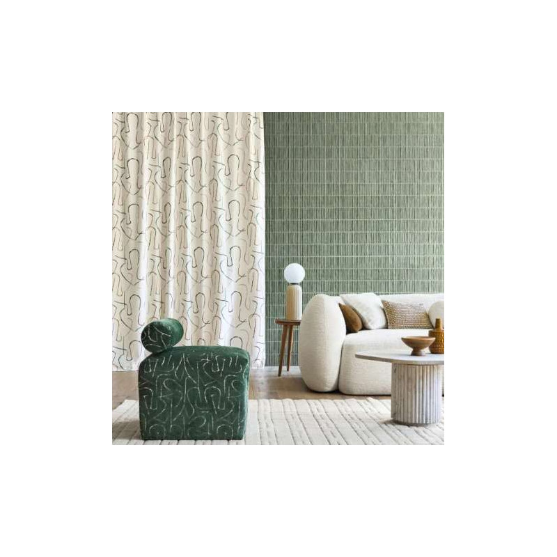 Tissu géométrique Fusain Camengo