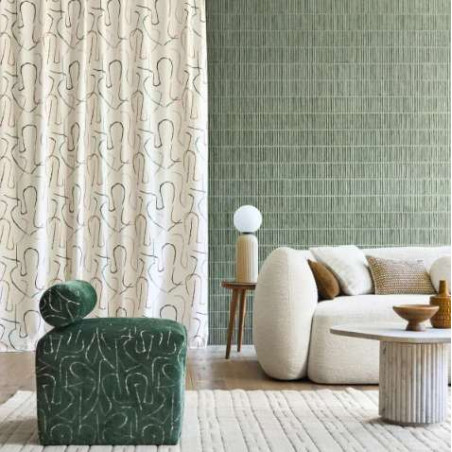 Tissu géométrique Fusain Camengo