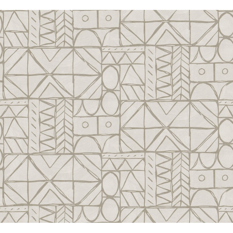 Papier peint motifs géométriques Bogolan Masureel
