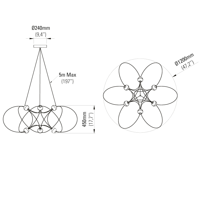 Suspension luminaire design MUNARI 6 DCW