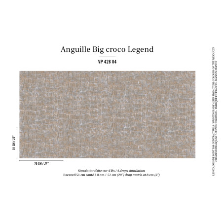 Papier peint animaux Big croco Legend Elitis