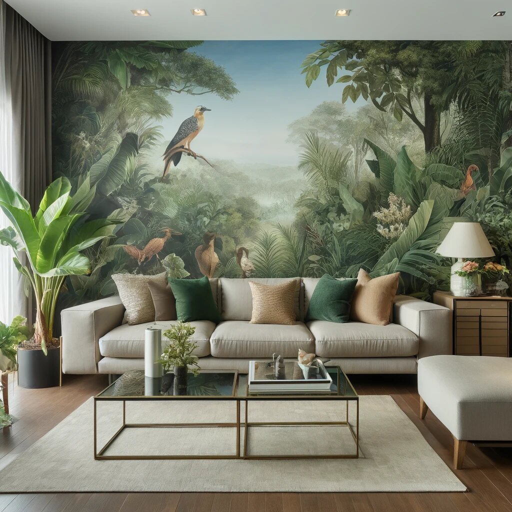 Papier peint jungle salon ​